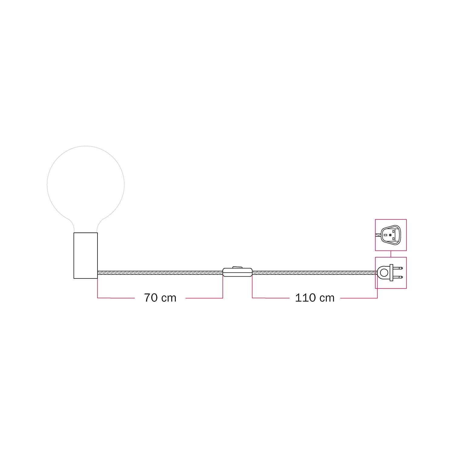 Lampada magnetica plug-in con attacco E27 e spina UK - Giallo