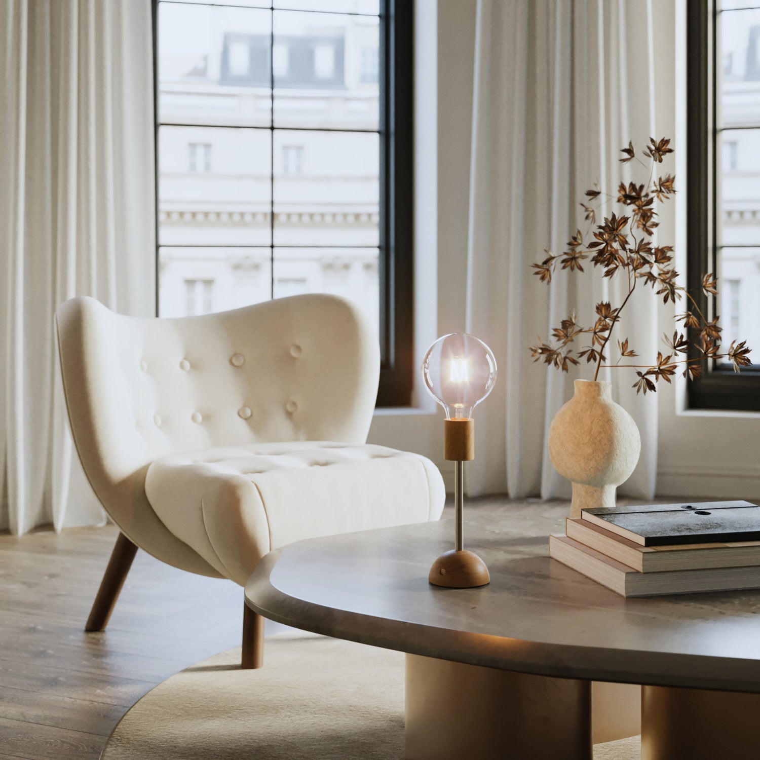 Lampada portatile e ricaricabile Cabless02 con lampadina globo G125 - Neutro