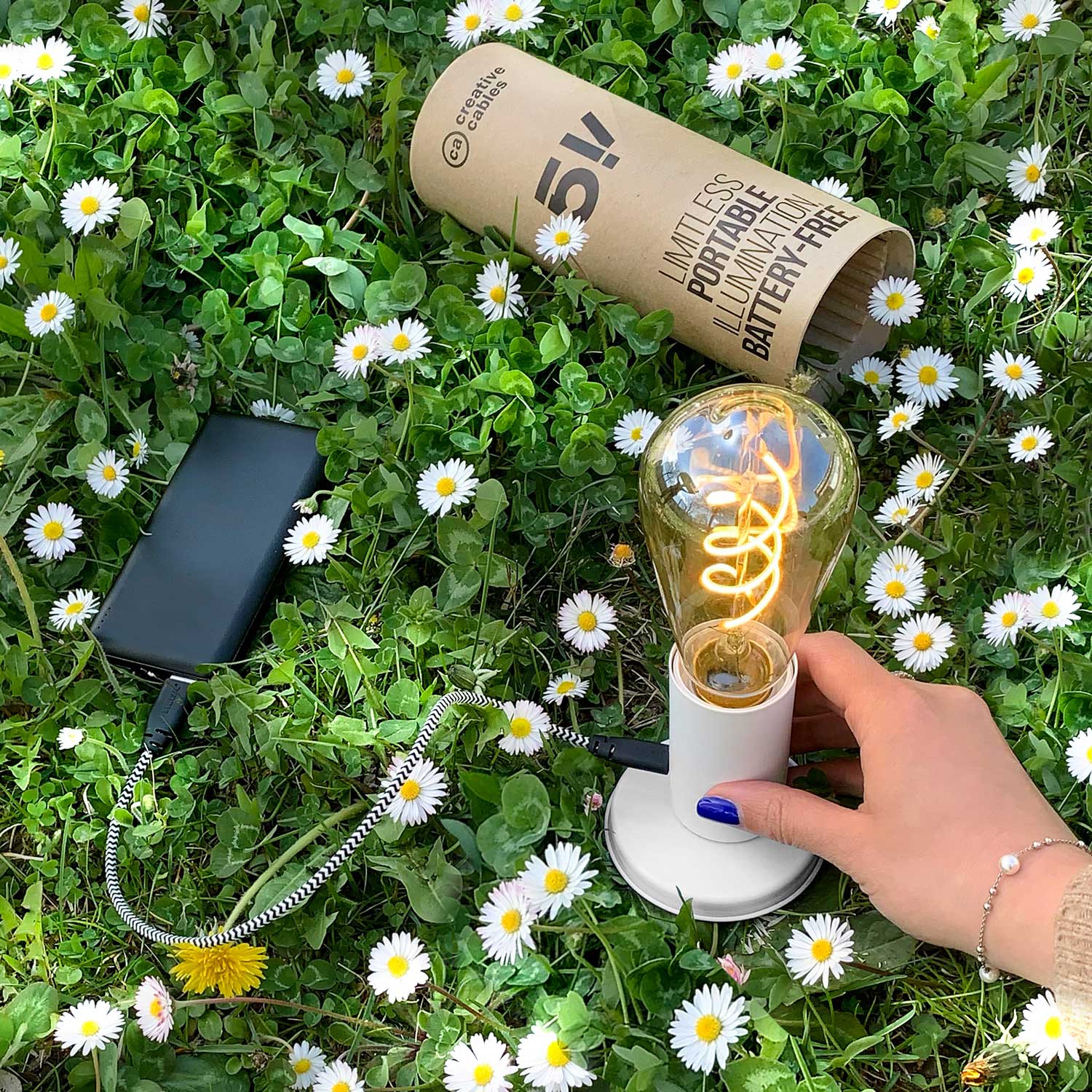 Lampada portatile in confezione regalo SI! a 5 volt - Bianco opaco - Creative Cables