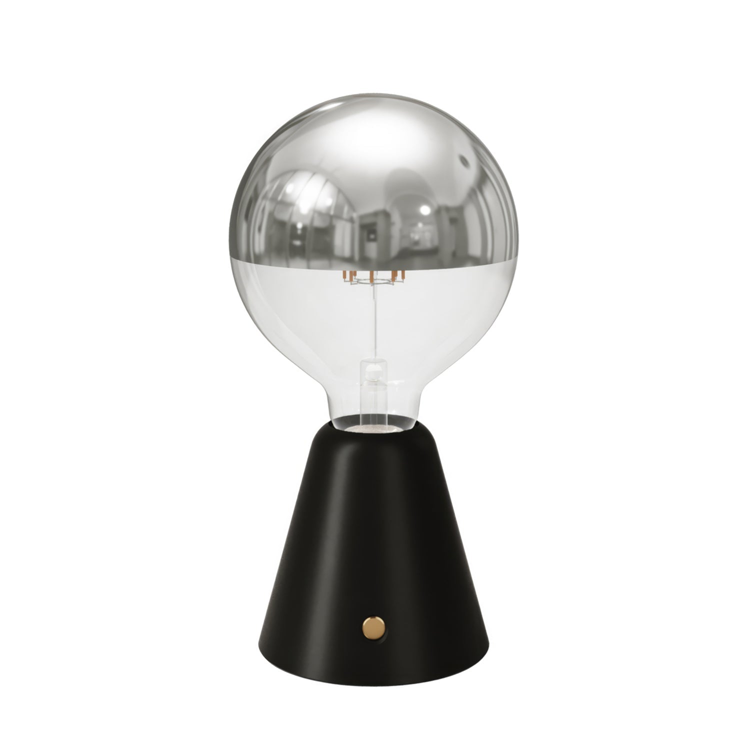 Lampada portatile ricaricabile Cabless01 con lampadina globo mezza sfera argento - Nero