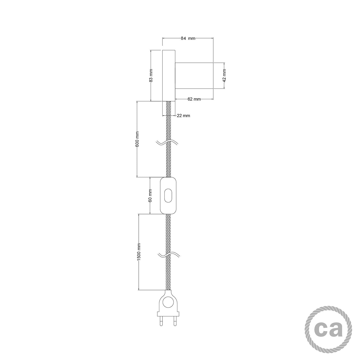 Lampada Spostaluce in metallo - Nero