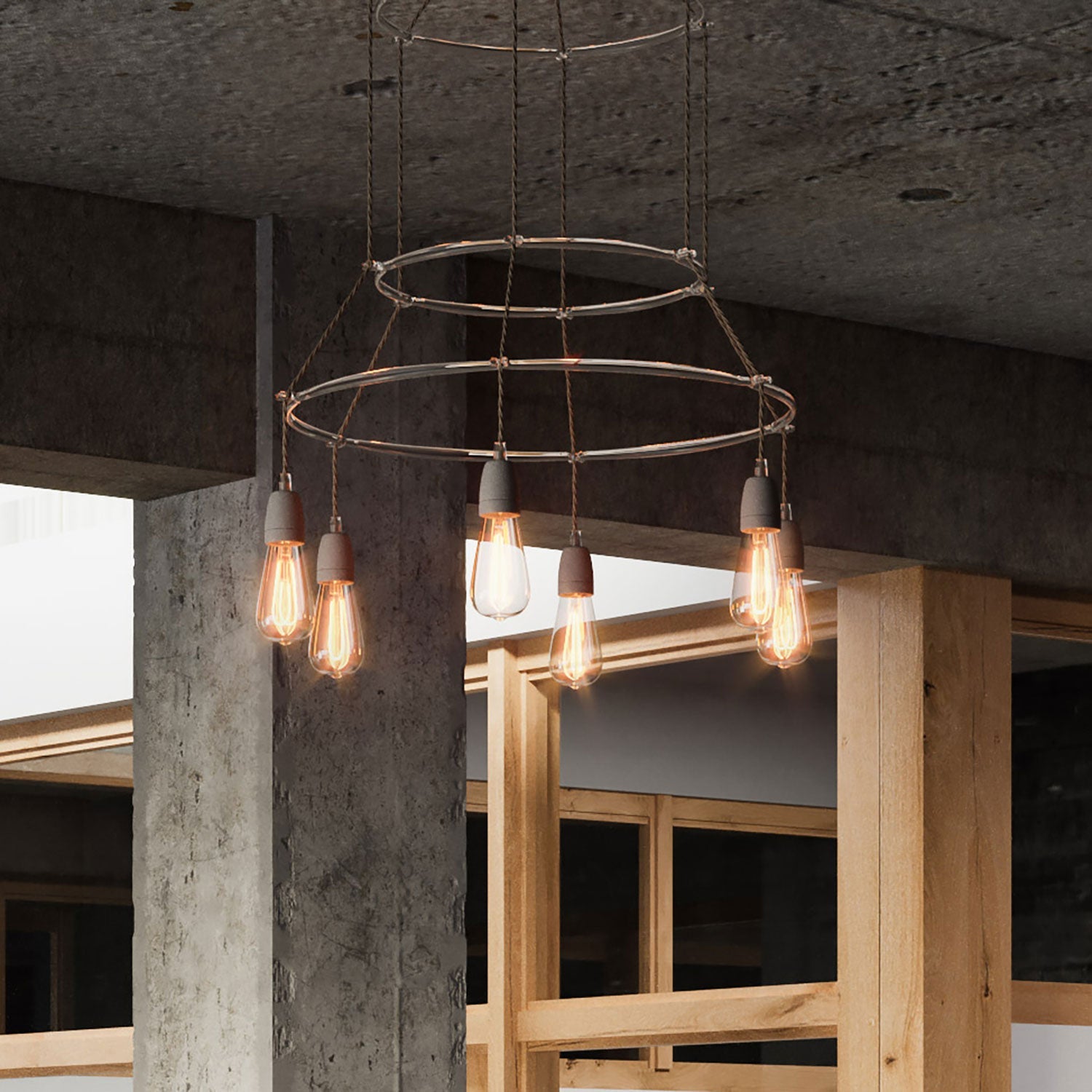 Lampadario 3 Cage a 6 cadute Edison ST64 - Grigio