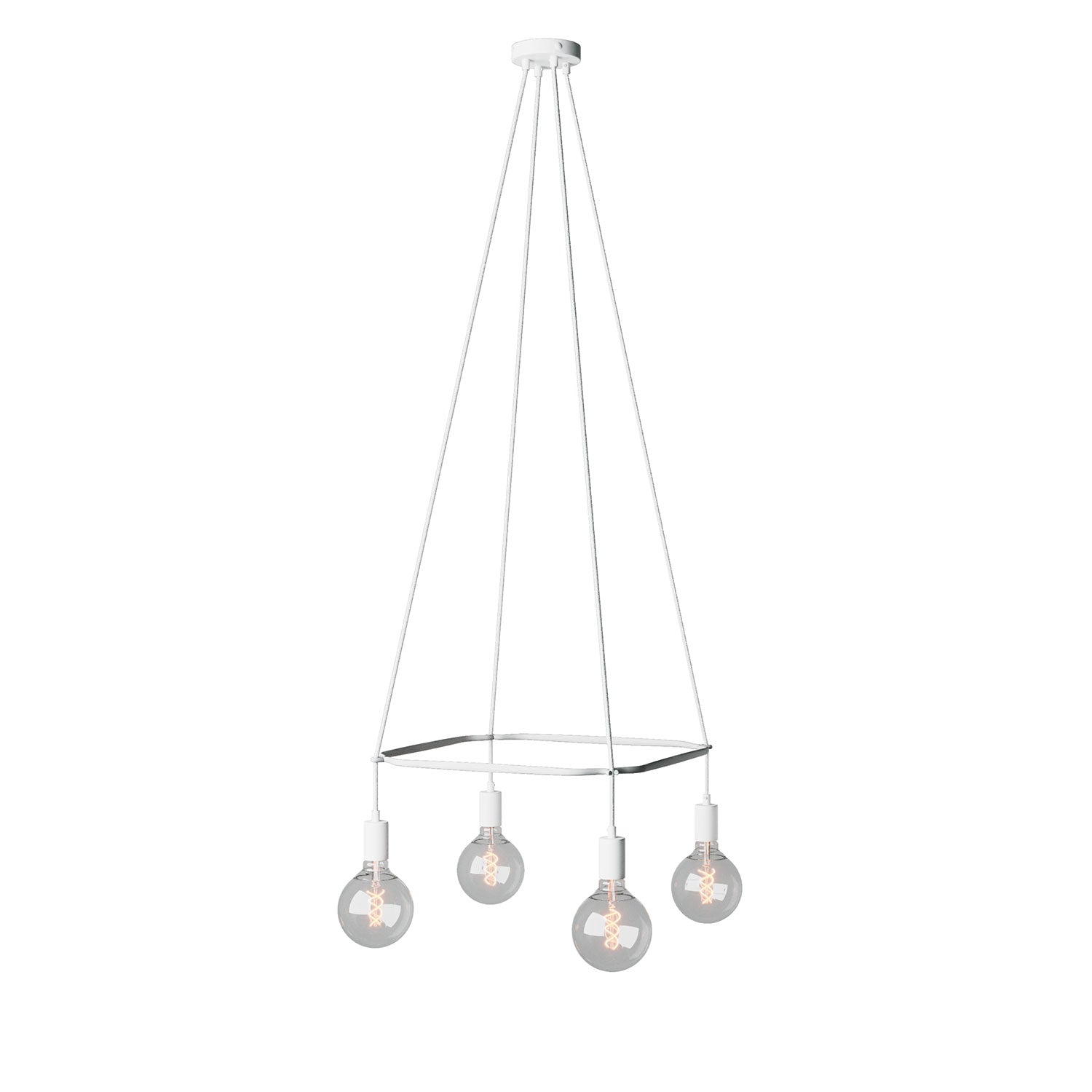 Lampadario Cage a 4 cadute Globo - Bianco opaco