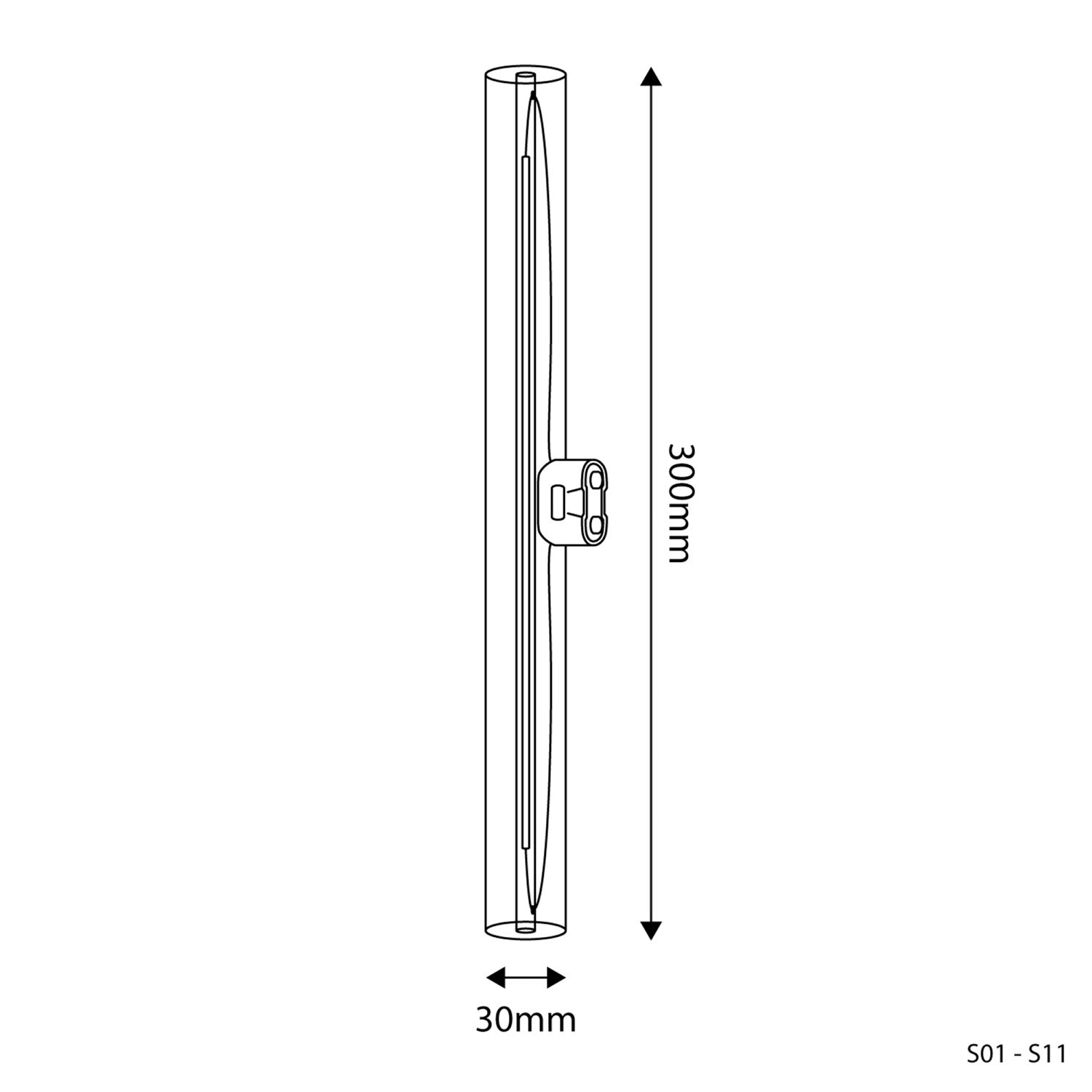 Lampadina LED Trasparente CRI 90 Lineare S14d - lunghezza 300 mm 6W 520Lm 2700K Dimmerabile - S01 - Creative Cables