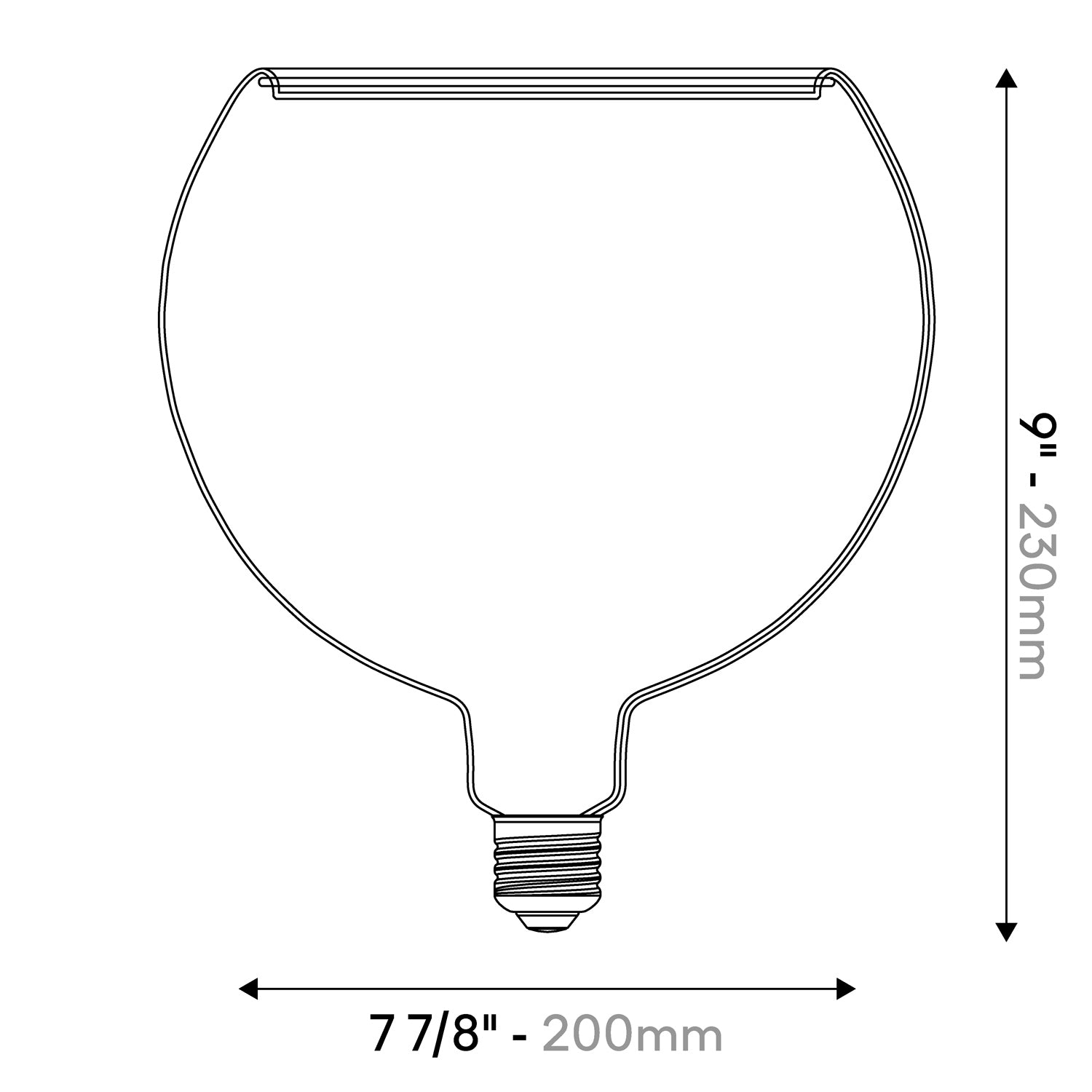 LED Clear Light Bulb Ghost Line CRI 90 G200 5,5W 380Lm E26 2200K Dimmable - G06