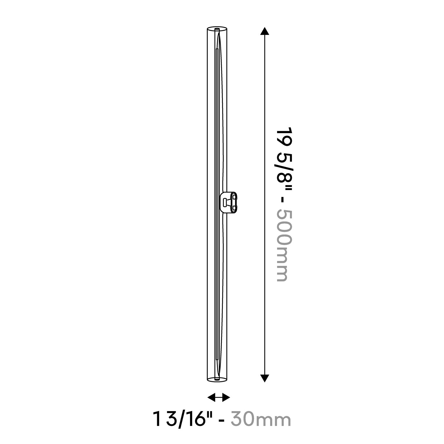 LED Linear Clear S14d Light Bulb CRI 90 - length 500 mm 7W 620Lm 2700K Dimmable - S02