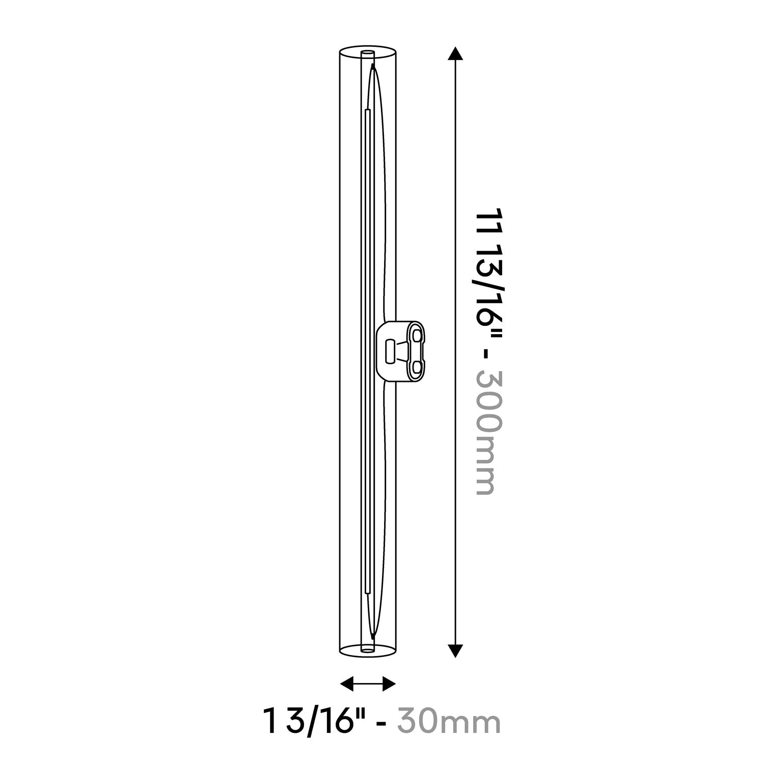 LED Linear Porcelain Effect S14d Light Bulb CRI 90 - length 300 mm 6W 470Lm 2700K Dimmable - S11