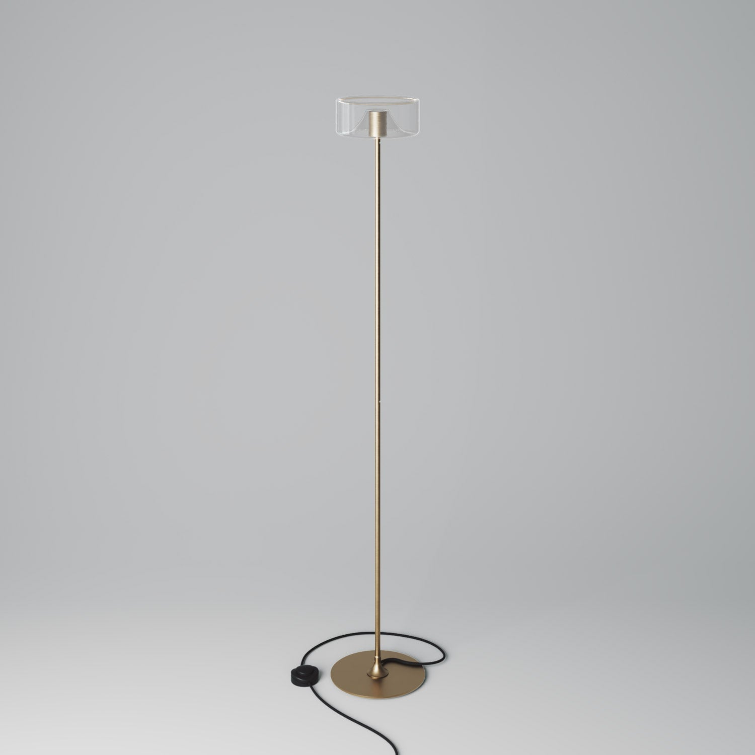 MAG-Y floor lamp with round metal base and Ghost LED bulb - Brushed bronze
