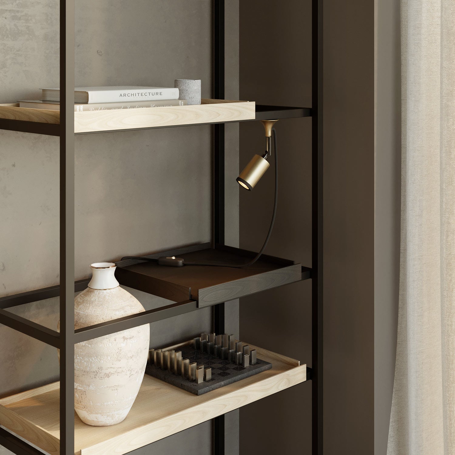 MAG-Y metal wall light with swivel joint and spotlight - Brushed bronze