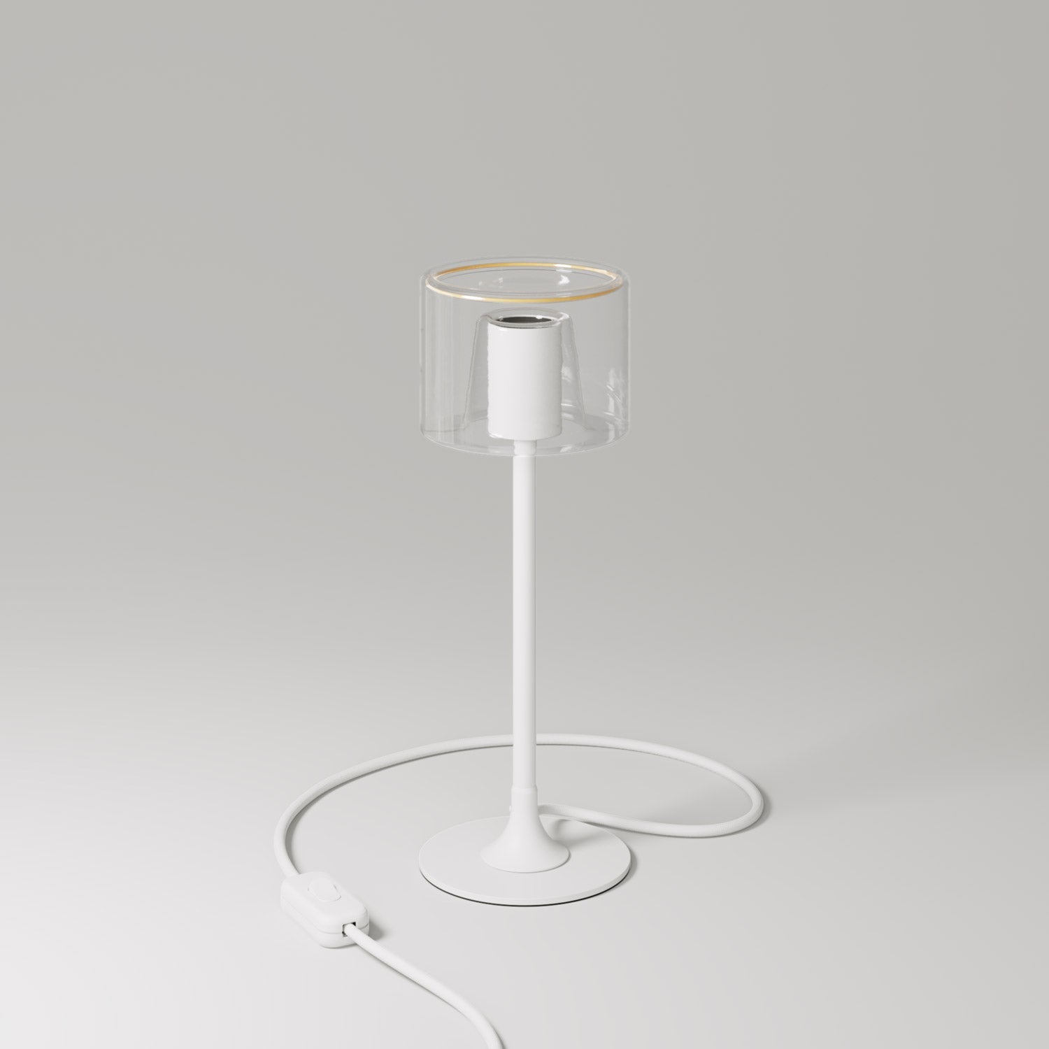 MAG-Y table lamp with round metal base and clear Ghost G03 bulb - Matt white