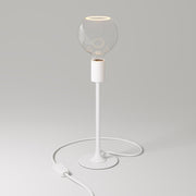 MAG-Y table lamp with round metal base and clear Ghost G05 bulb - Matt white