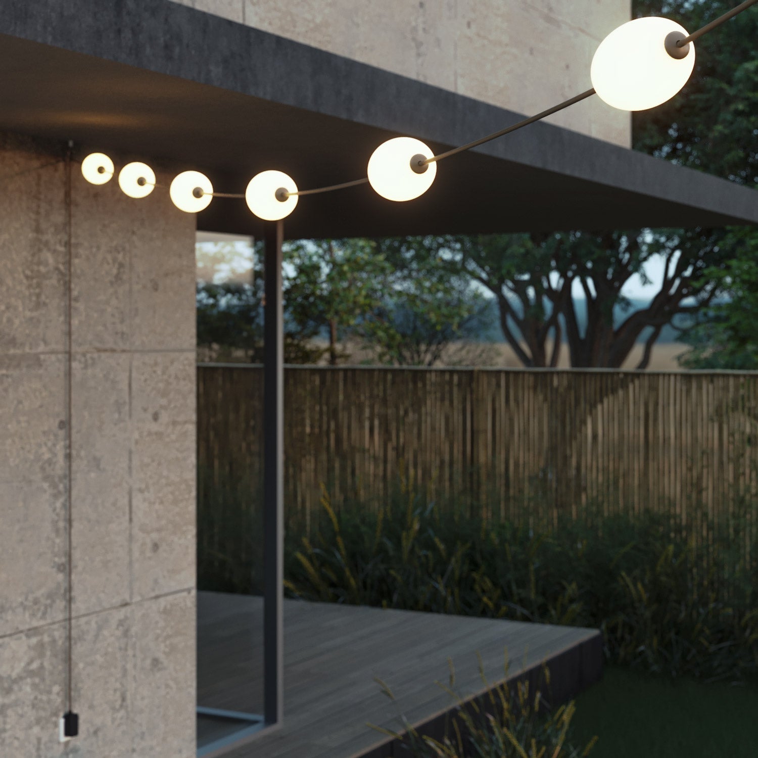 Outdoor 6-Light String Light for wet locations Olive Green, Power supply with US plug - Marina6