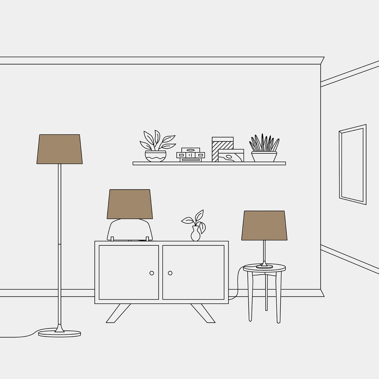 Paralume Athena con attacco E27 per lampada da tavolo o da terra - Made in Italy - Lana Marrone