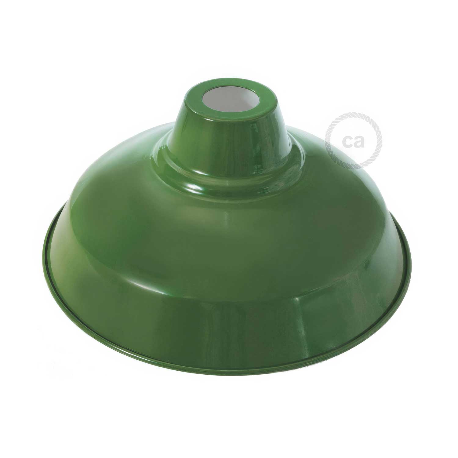 Paralume Bistrot in metallo smaltato con attacco E27, diametro 30 cm - Verde
