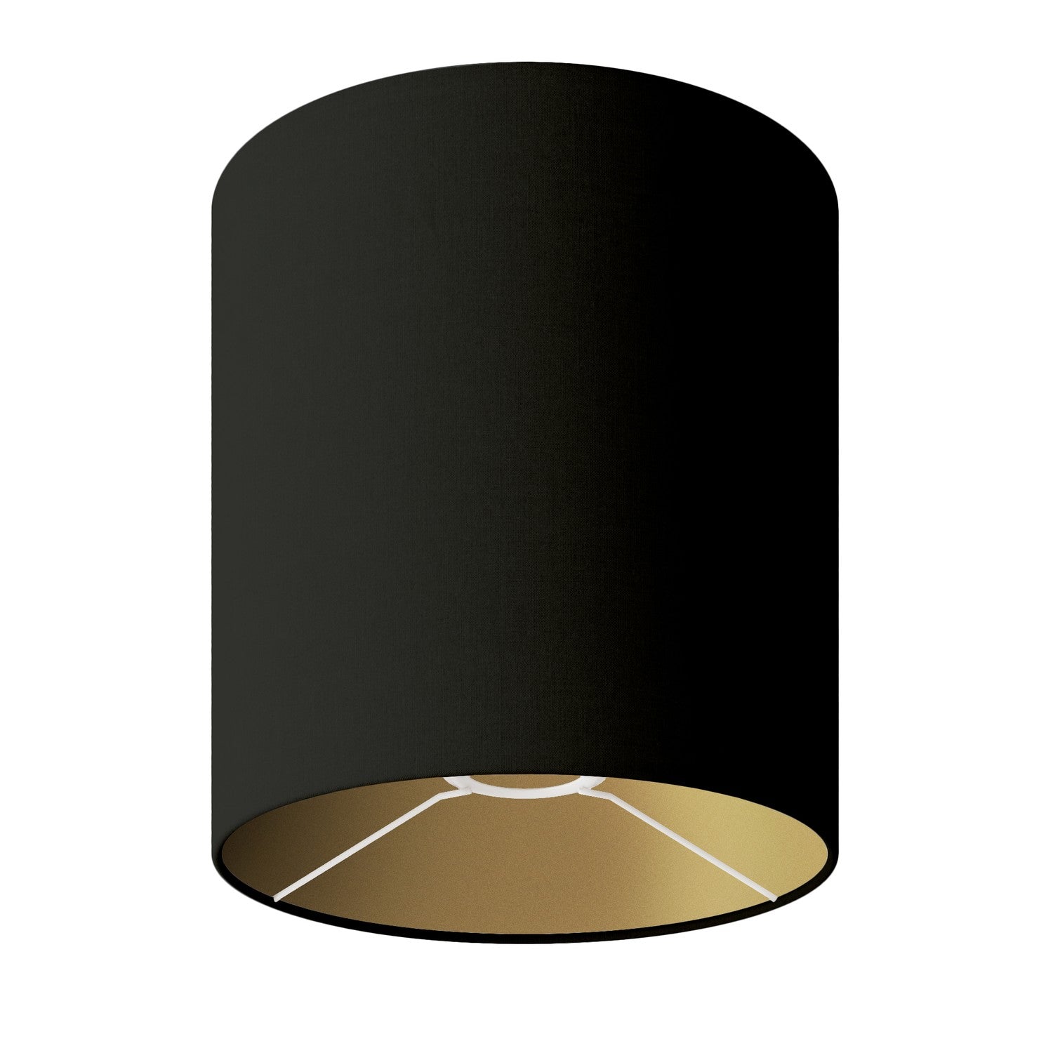 Paralume Cilindro M in tessuto con attacco E27 - Made in Italy - Cinette nero interno Oro