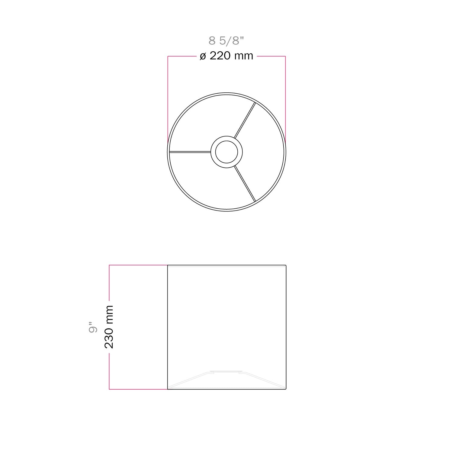 Paralume Cilindro M in tessuto con attacco E27 - Made in Italy - Teletta Verde Dubbio