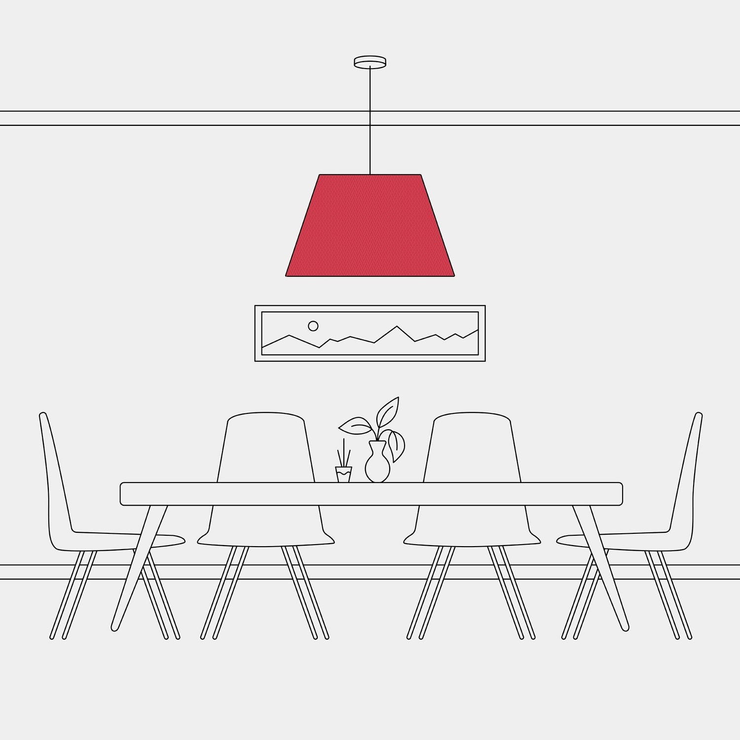 Paralume Impero L per sospensione con attacco E27 - Made in Italy - Teletta Rosso