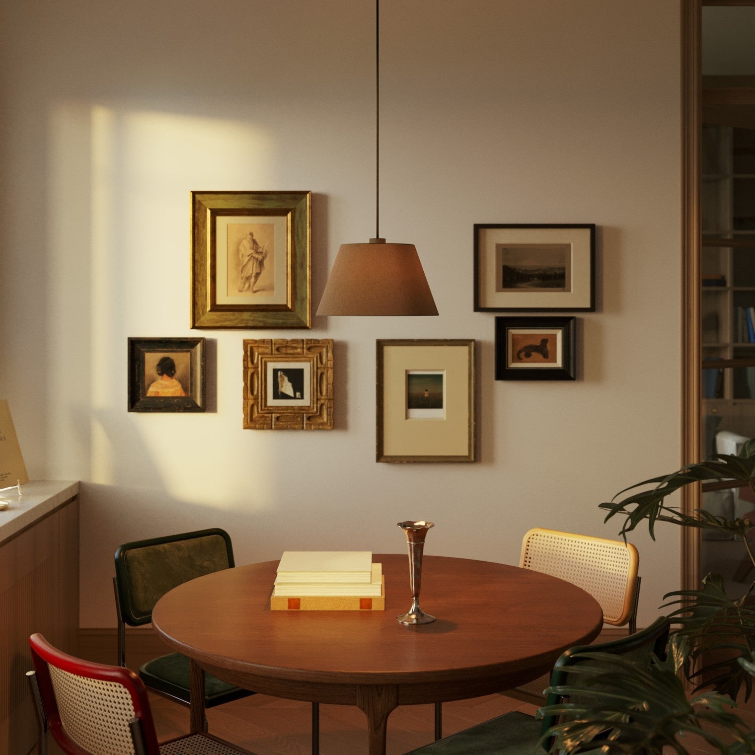 Paralume Impero M per sospensione con attacco E27 - Made in Italy - Lana Marrone