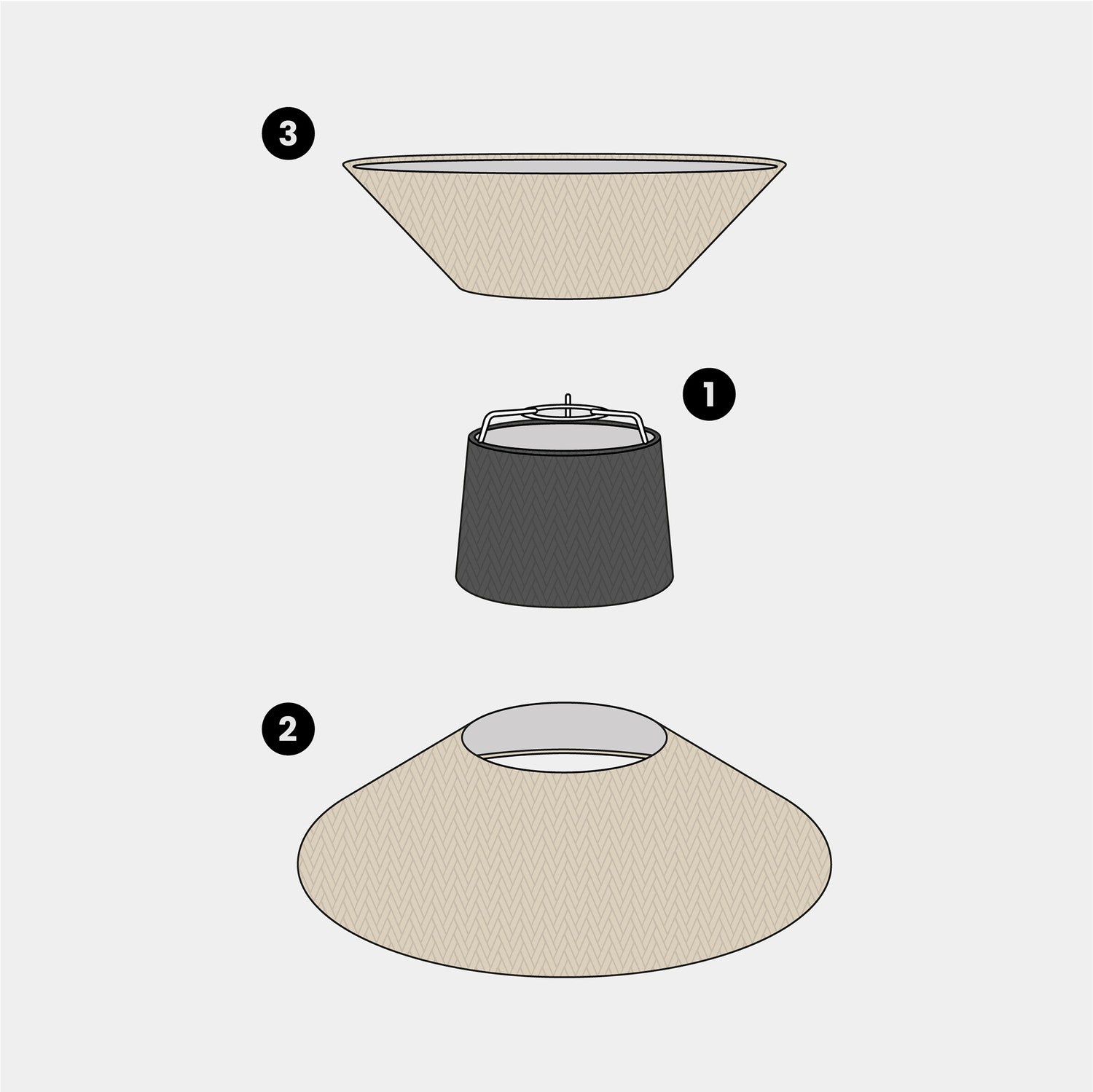 Paralume in tessuto Clessidra Arenal tortora - Made in Italy Teletta antracite