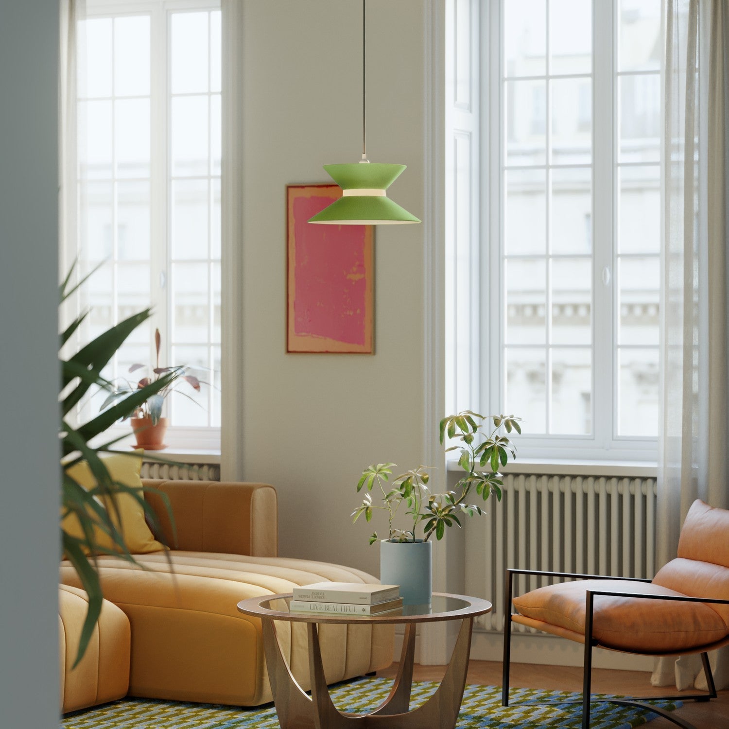 Paralume in tessuto Clessidra Cinette verde pistacchio - Made in Italy Arenal sabbia