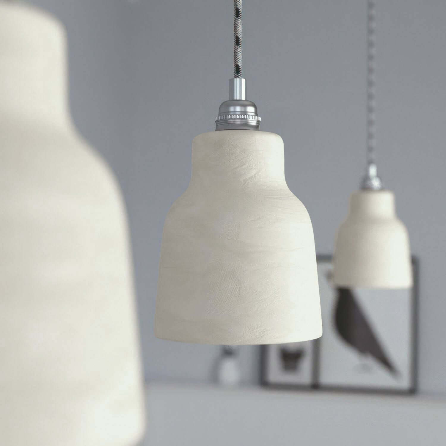 Paralume Vaso in ceramica, collezione Materia - Made in Italy - Tortora striato