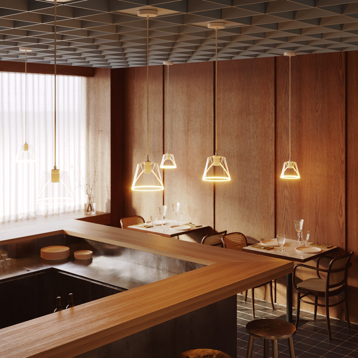 Pendant lamp with clear cone Ghost bulb - Matt white