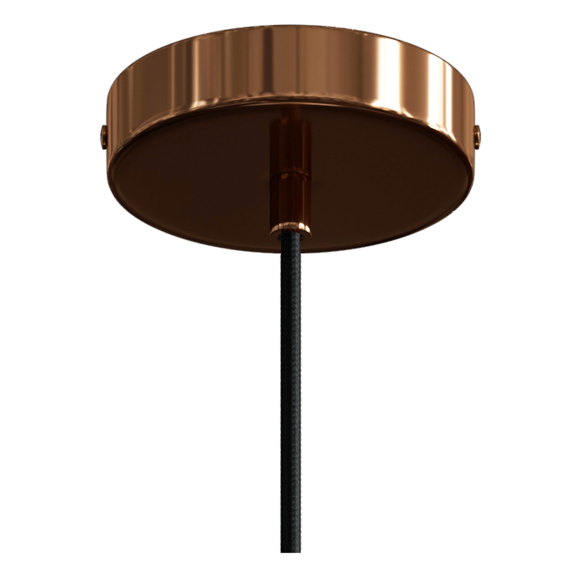 Pendant lamp with textile cable and contrasting metal details - Copper