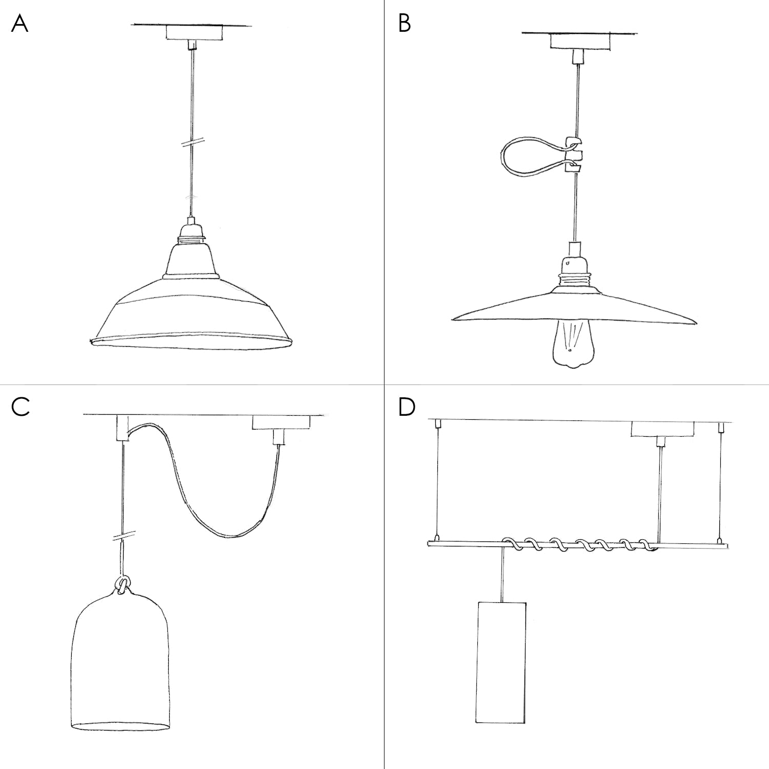 Pendant lamp with textile cable and lampshade Bell M in ceramic - Cement effect