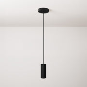 Lampada a sospensione completa di cavo tessile, paralume Tub-E14 e finiture in metallo - Nero