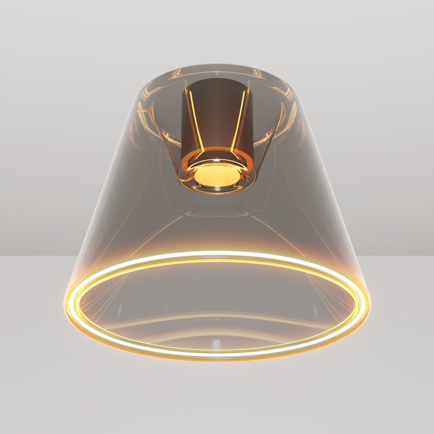 Plafoniera design con lampadina Ghost a cono smoky - Nero - Creative Cables