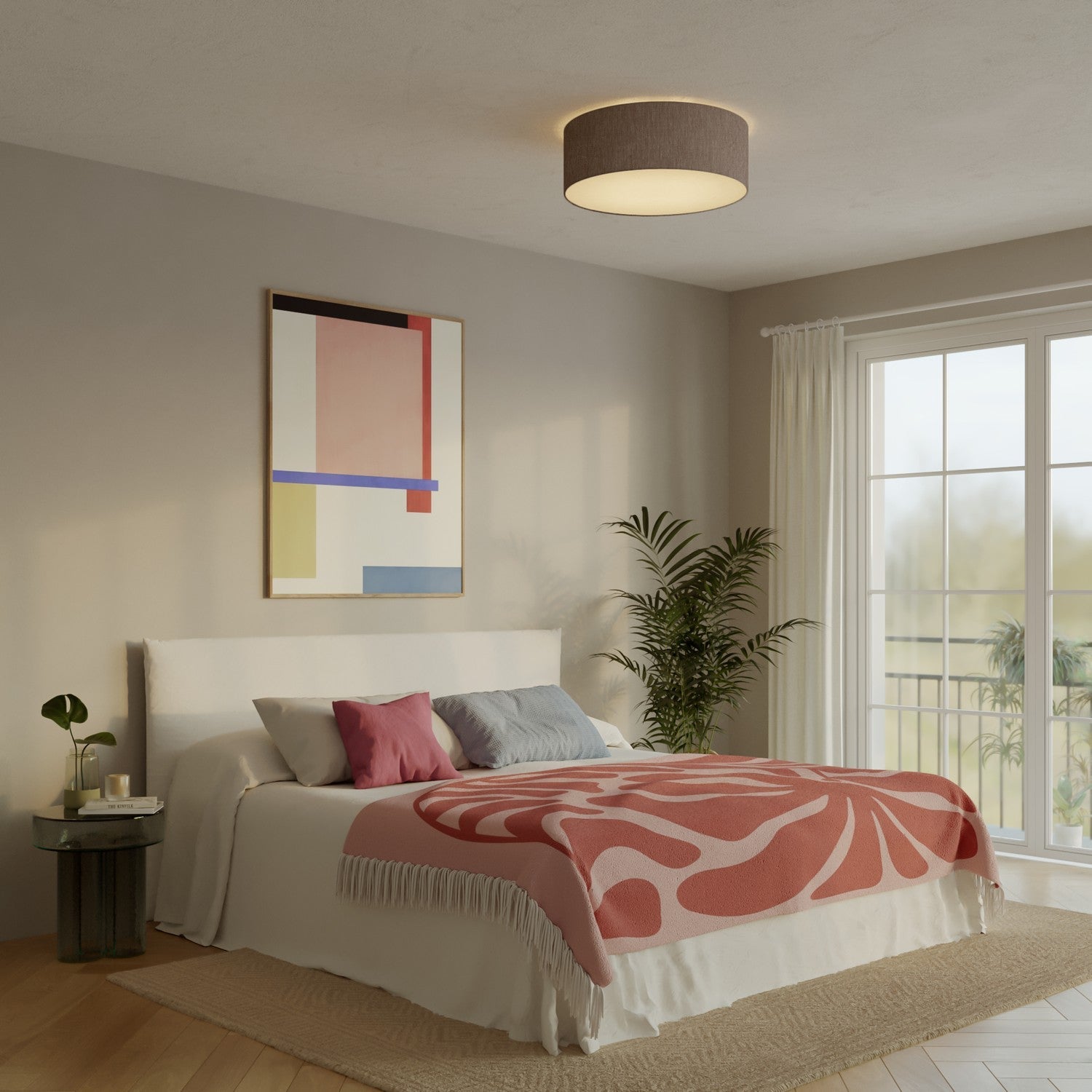 Plafoniera in tessuto Large Camelot marrone - Made in Italy - Creative Cables