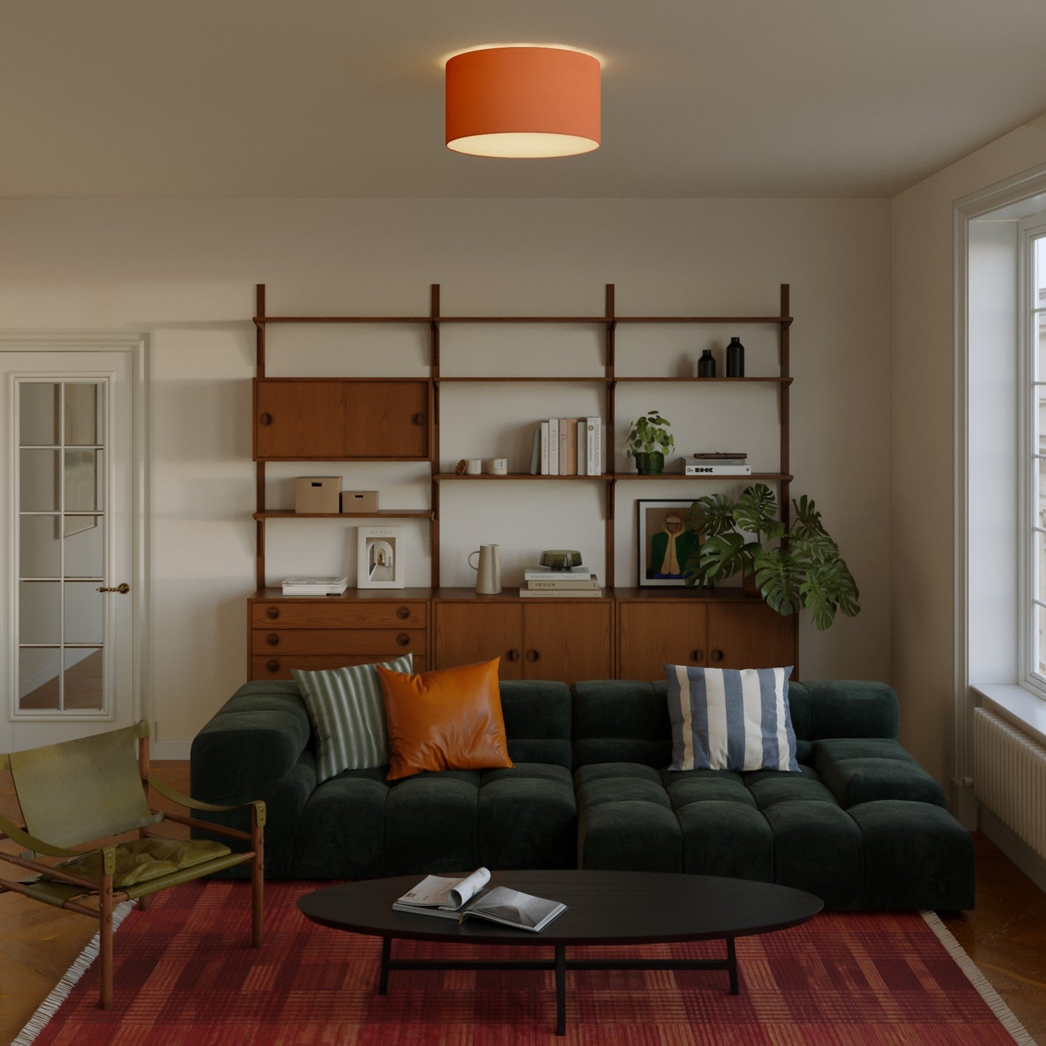 Plafoniera in tessuto Medium Cinette aragosta - Made in Italy - Creative Cables