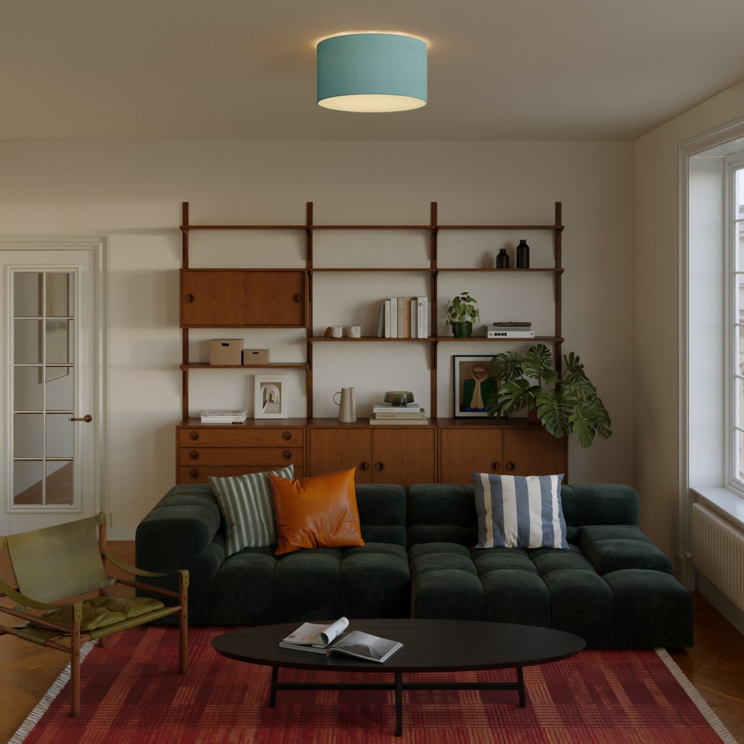 Plafoniera in tessuto Medium - Made in Italy - Teletta Verde Dubbio - Creative Cables