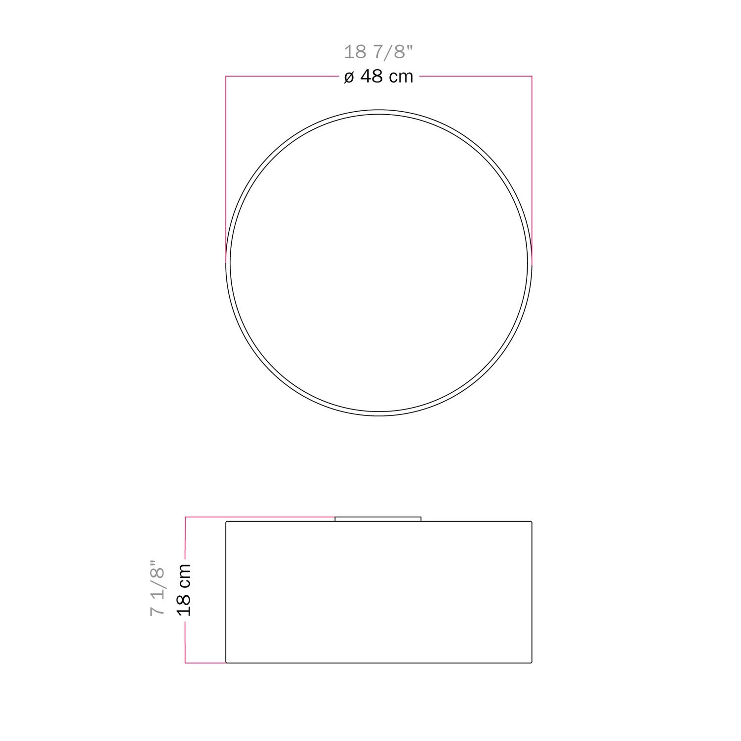 Plafoniera in tessuto Medium Slim - Made in Italy - Cinette Aragosta