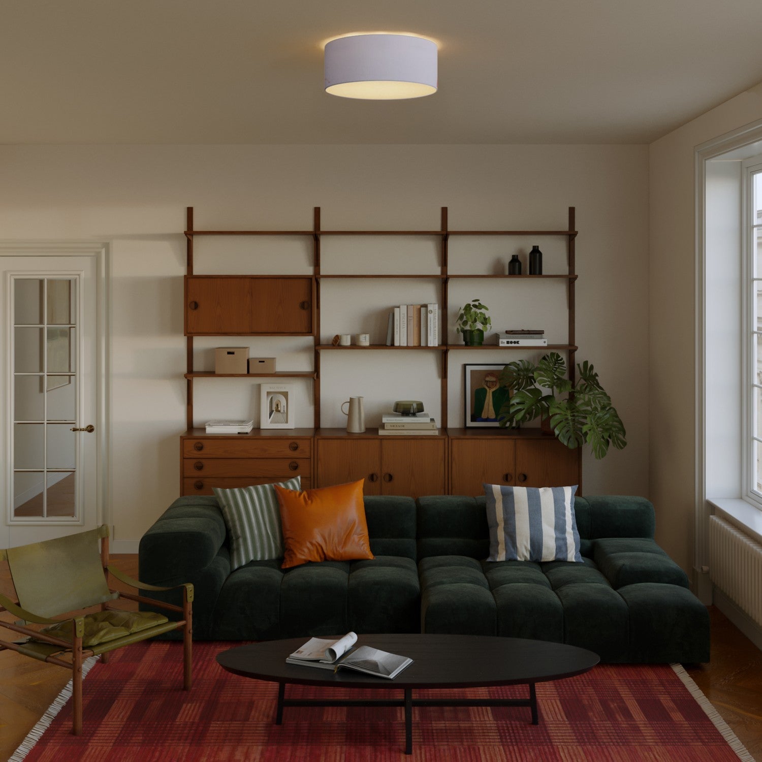 Plafoniera in tessuto Medium Slim - Made in Italy - Teletta Lilla - Creative Cables