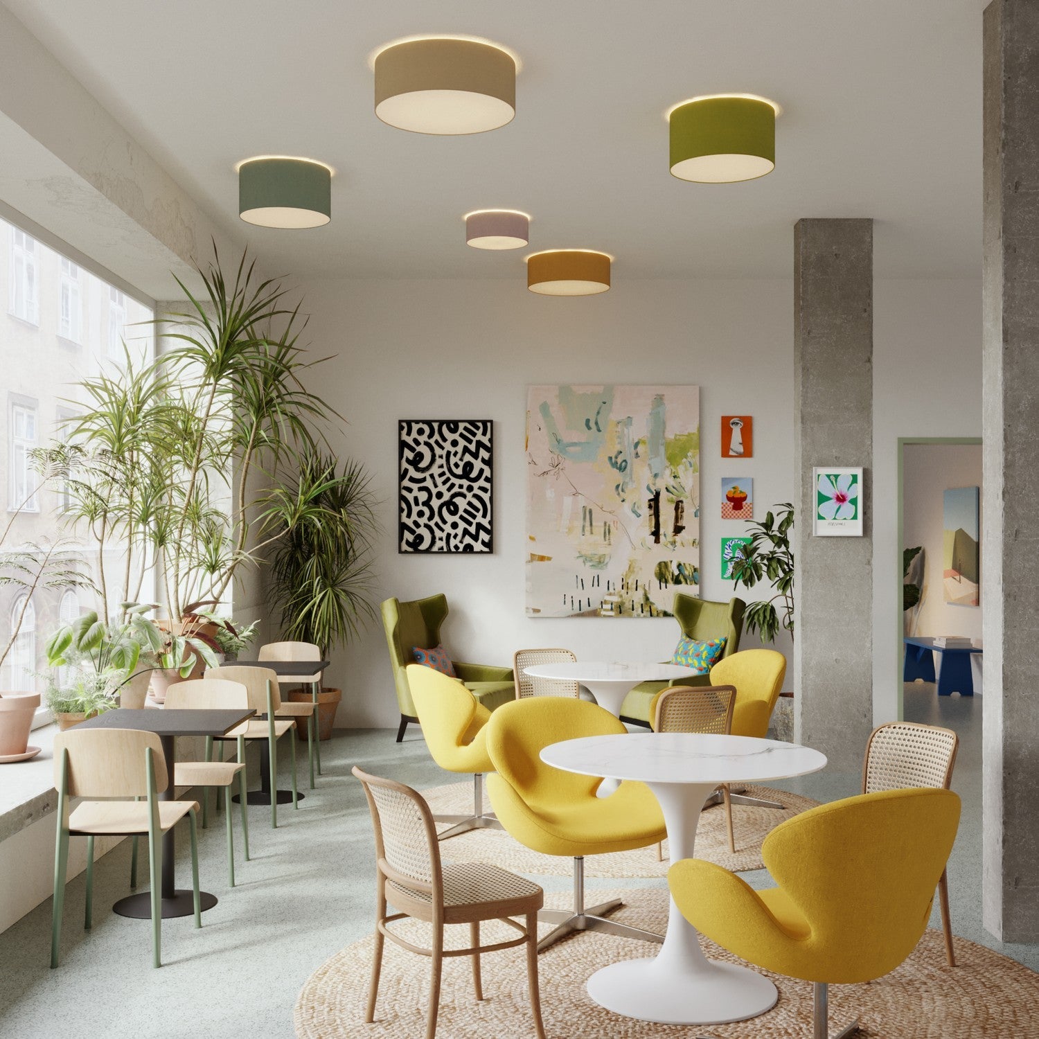 Plafoniera in tessuto Small Arenal cenere - Made in Italy