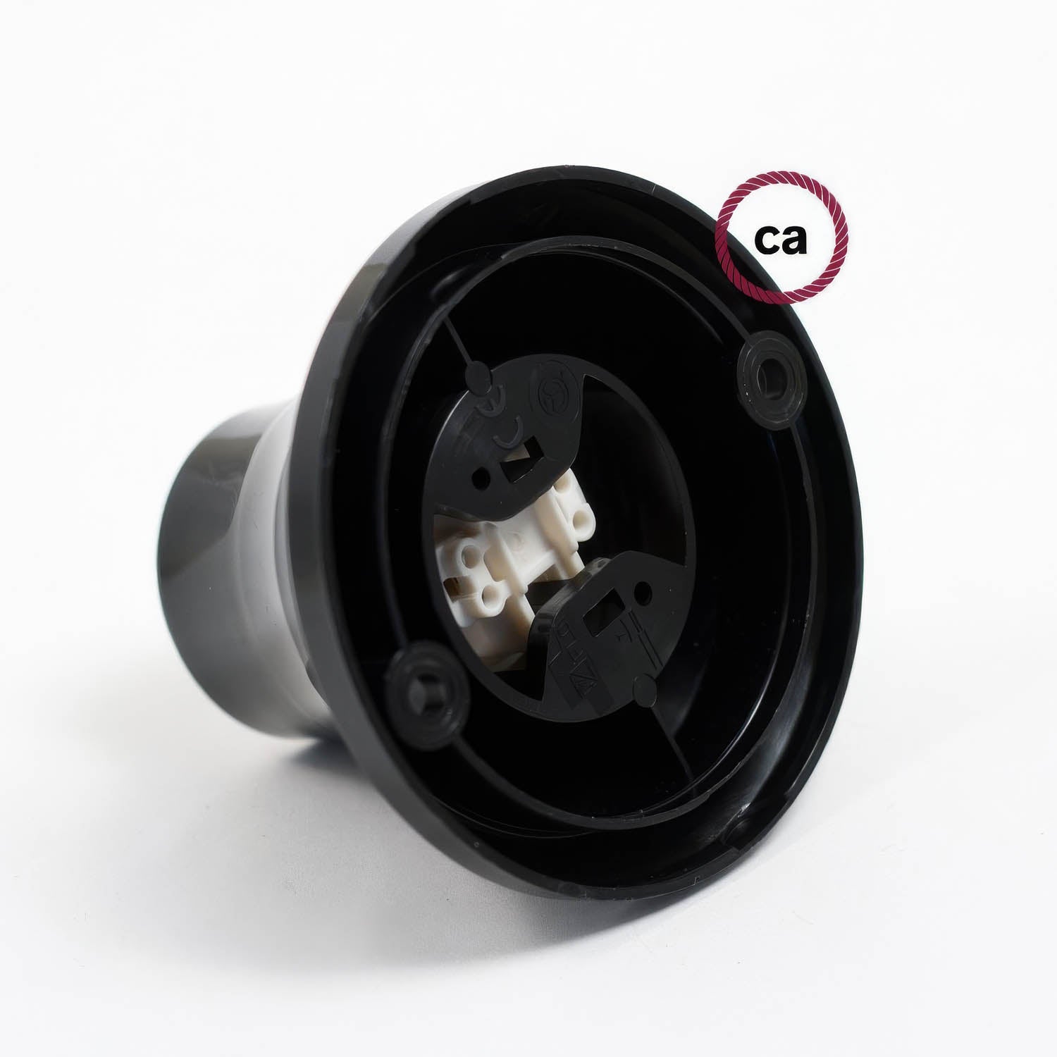 Portalampada 90° E27 a parete o soffitto in termoplastica - Nero - Creative Cables