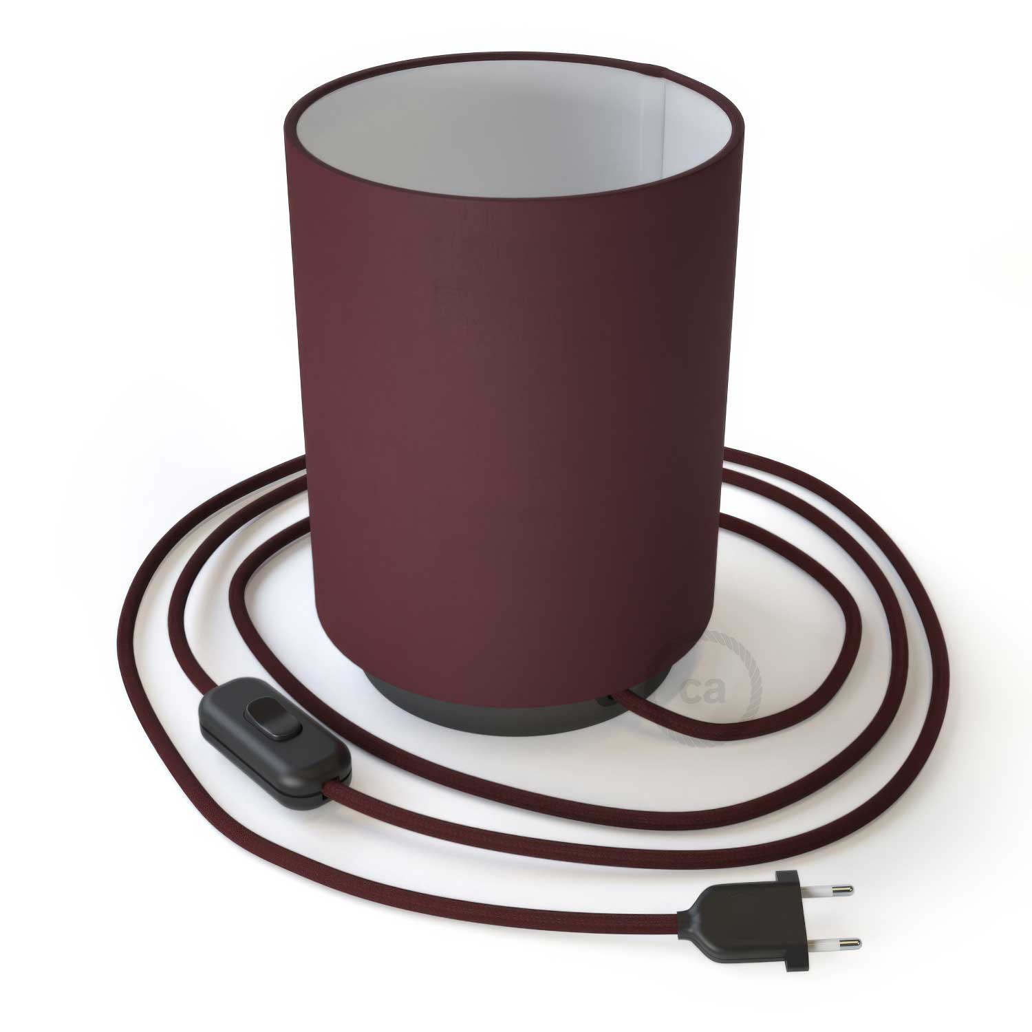Posaluce metal base with Cilindro Lampshade - Teletta Bordeaux
