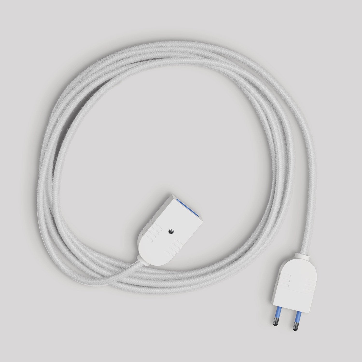 Prolunga elettrica con cavo tessile bianco lucido 2P 10A Made in Italy - Creative Cables