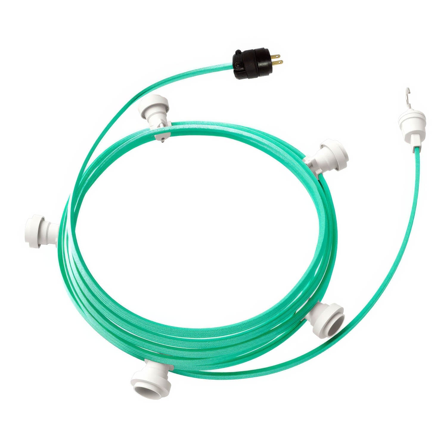 Ready-to-use 25ft String Light with 5 white Sockets, Hook and Plug - CH69