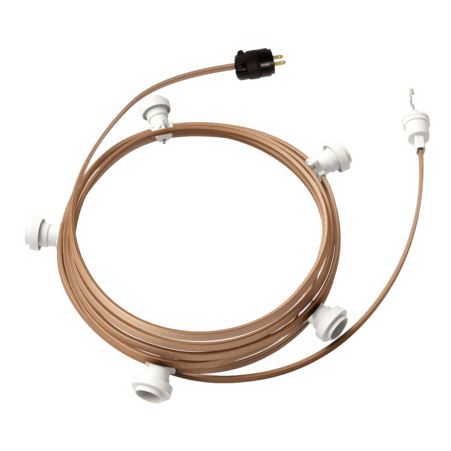 Ready-to-use 25ft String Light with 5 white Sockets, Hook and Plug - CM27