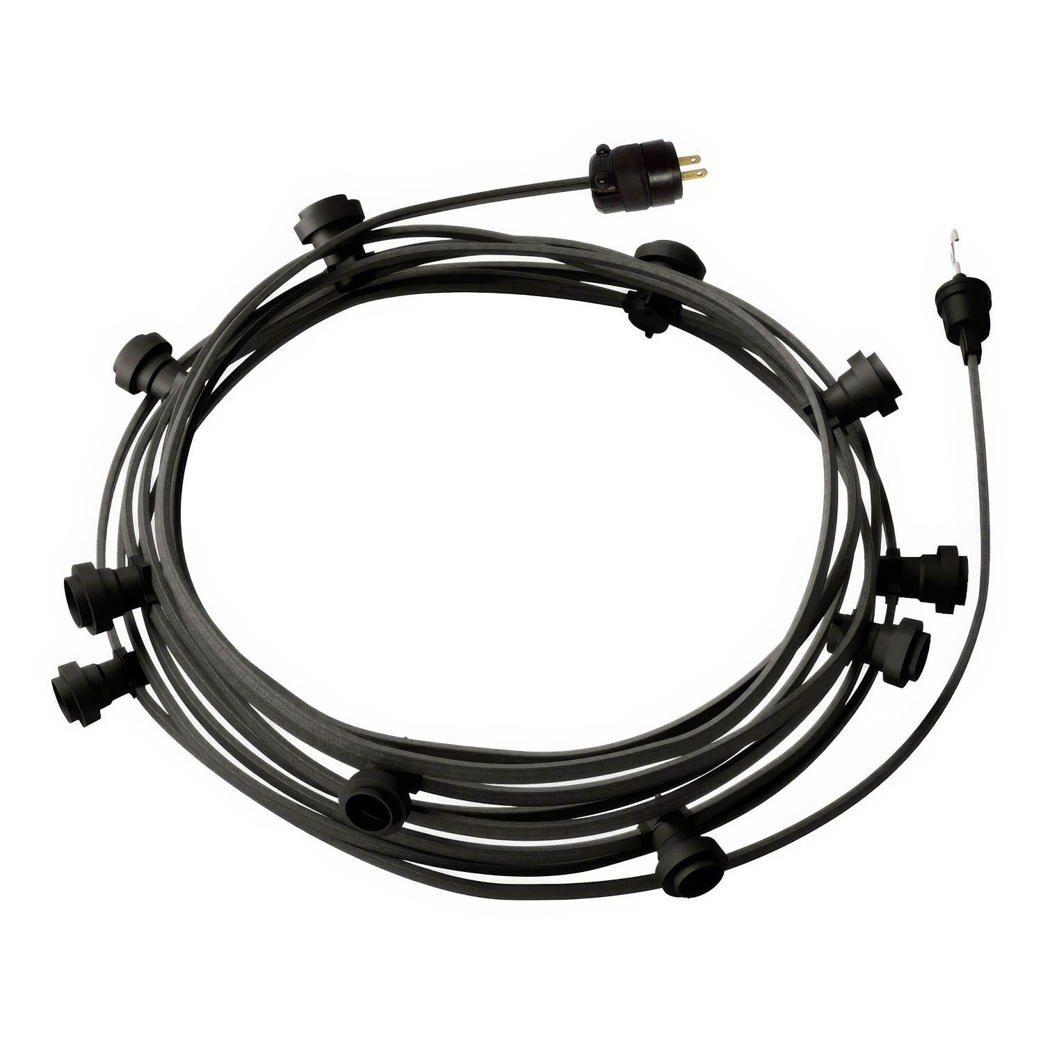 Ready-to-use 40ft String Light with 5 black Sockets, Hook and Plug - CM03