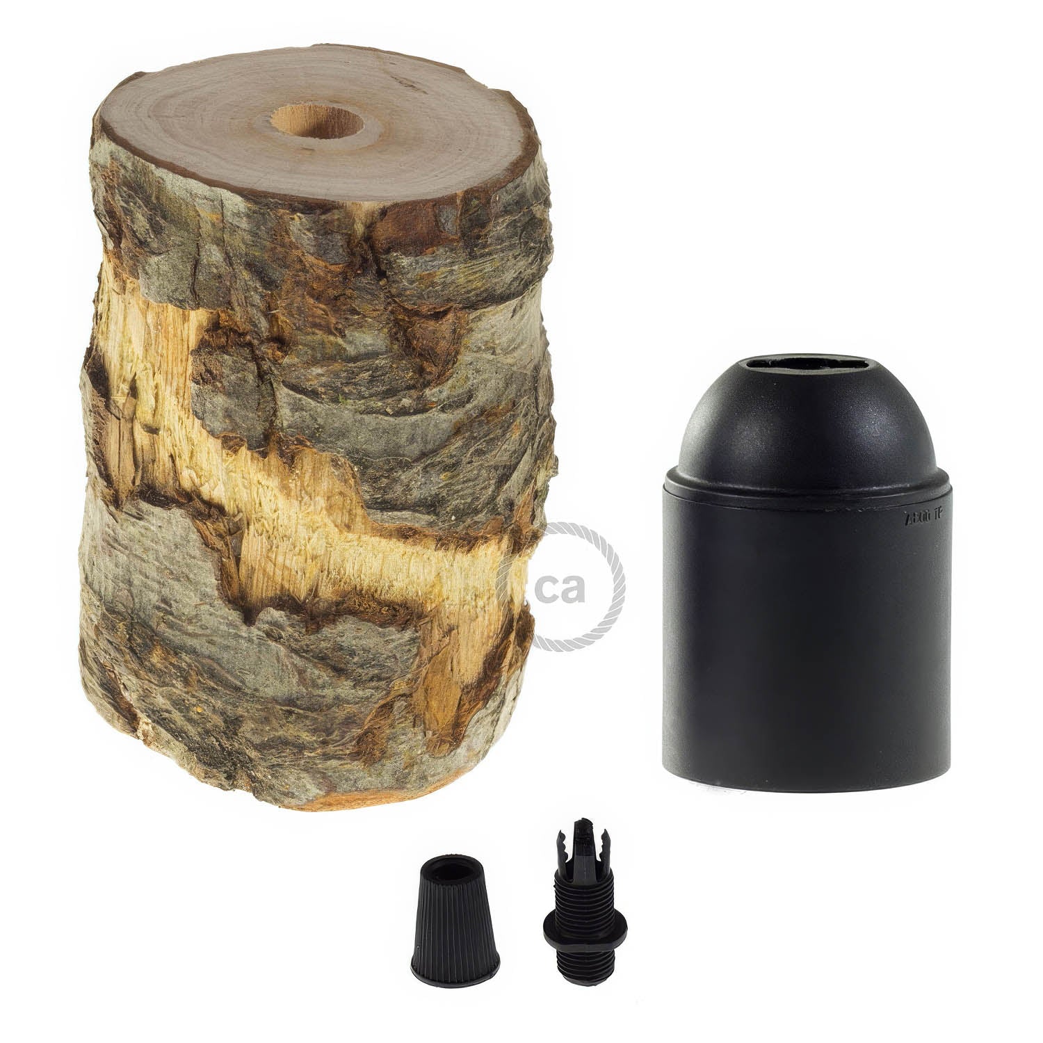 Regular E26 Log Light Socket Kit - Bark