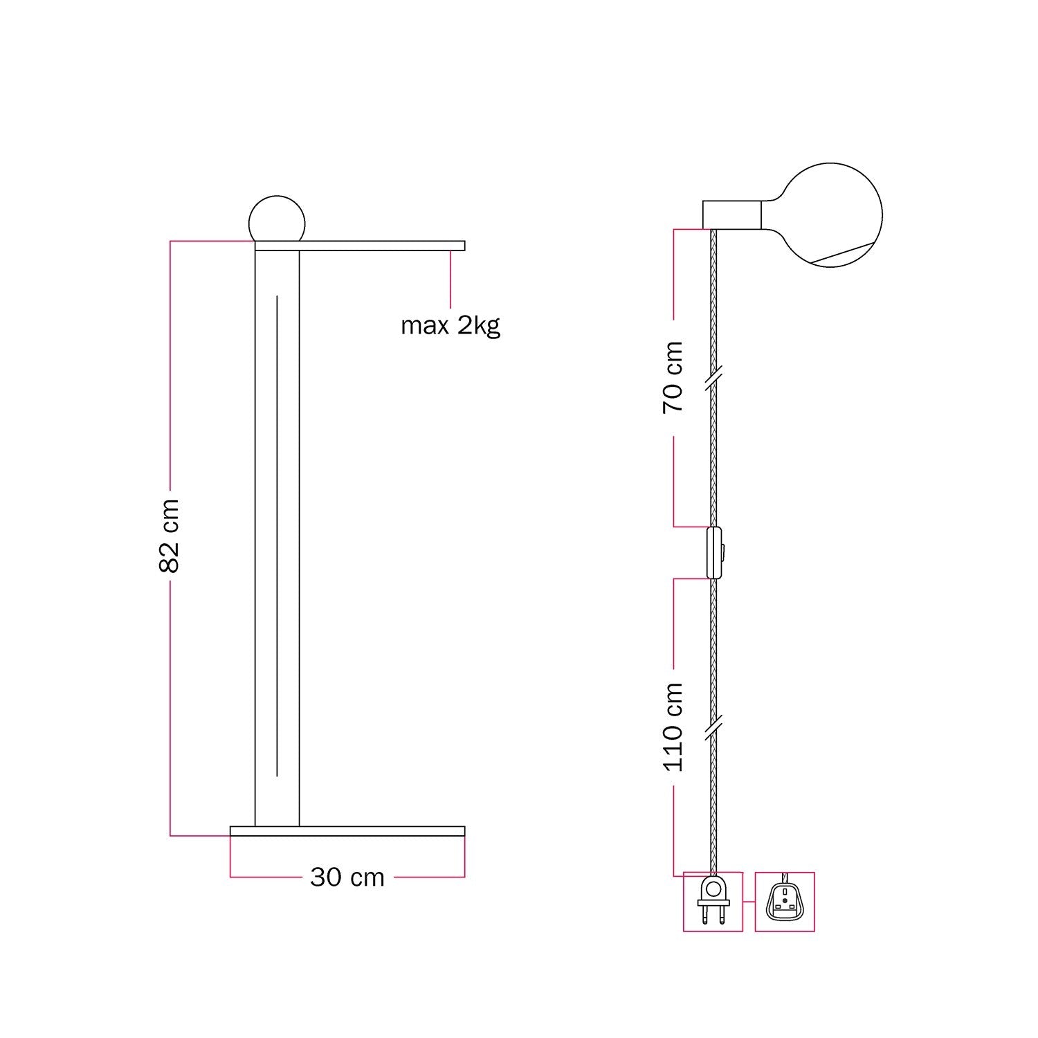 Rocco - Lampada da terra con lampadina Camo - Blu