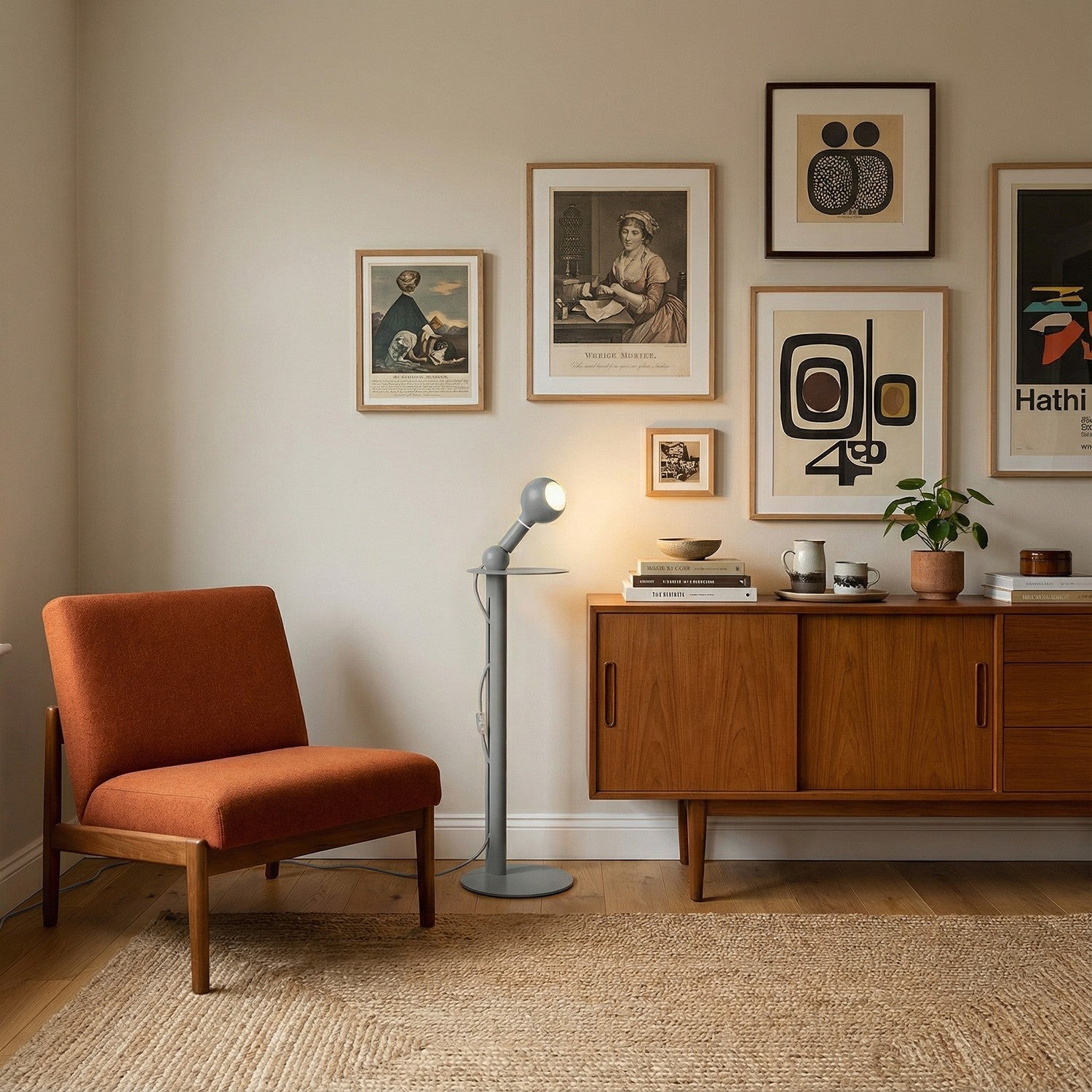 Rocco - Lampada da terra con lampadina Camo - Grigio