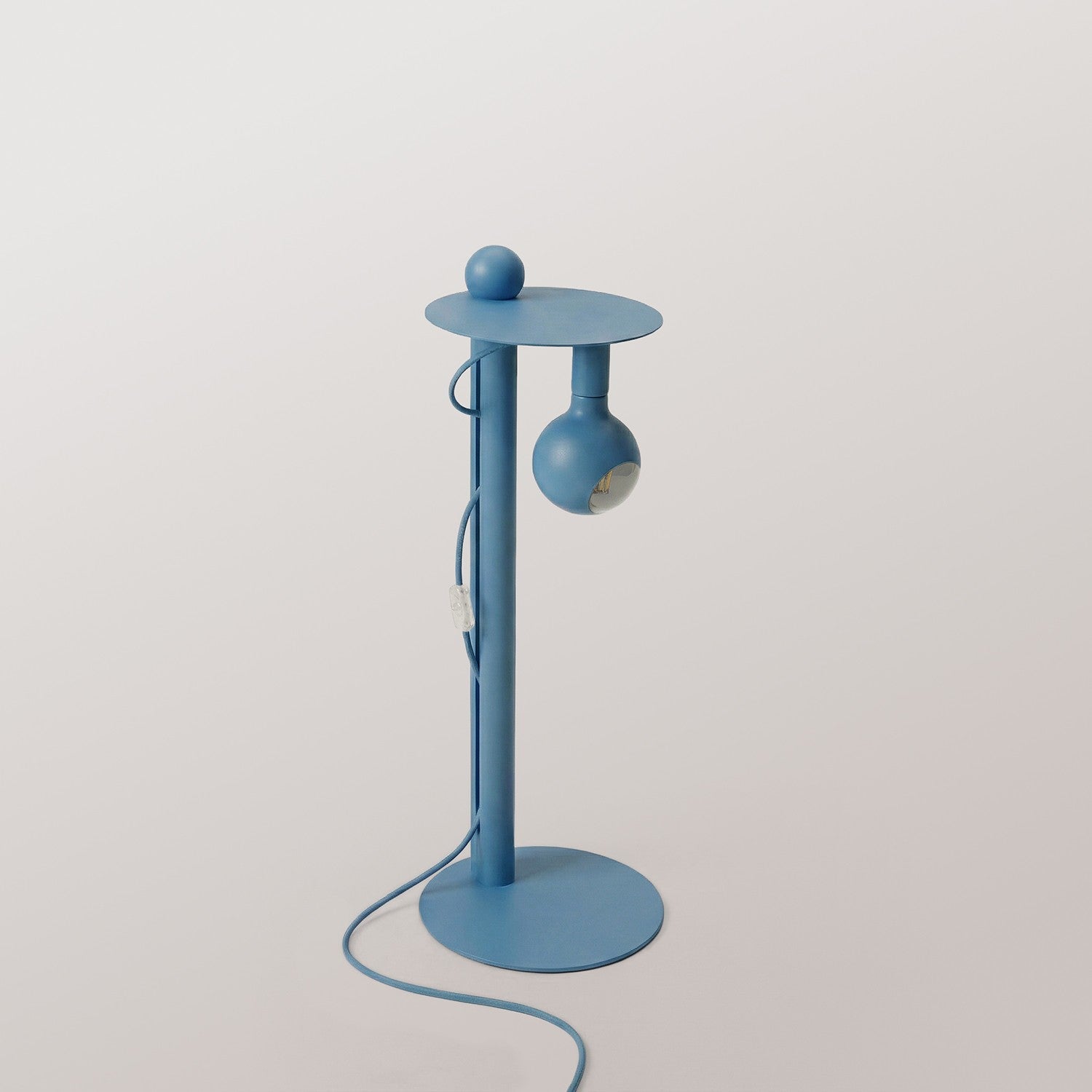 Rocco - Lampada da terra con spina UK e lampadina Camo - Blu