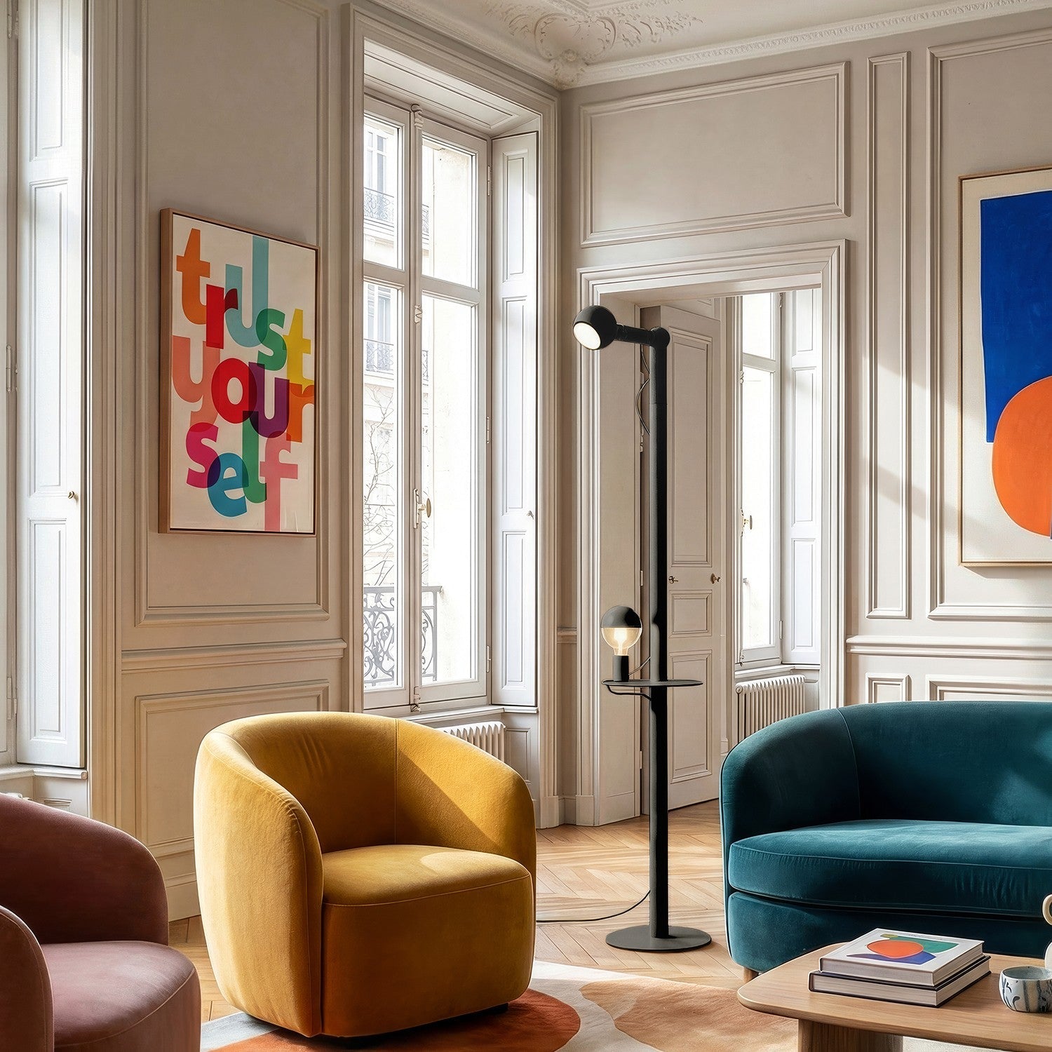 Rocco XXL - Lampada da terra con lampadina Maria e Camo - Nero