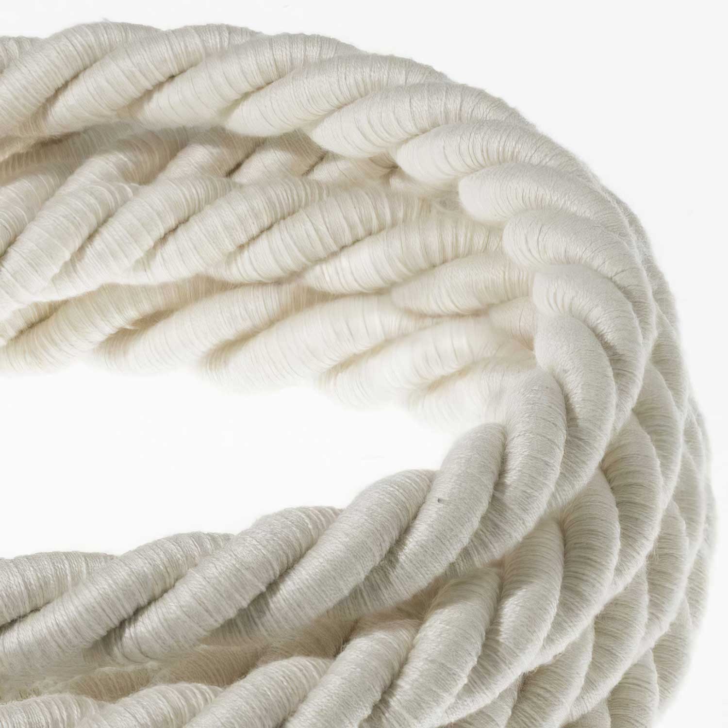 Rope electrical wire 18/3 AWG wire inside. Raw Cotton Fabric