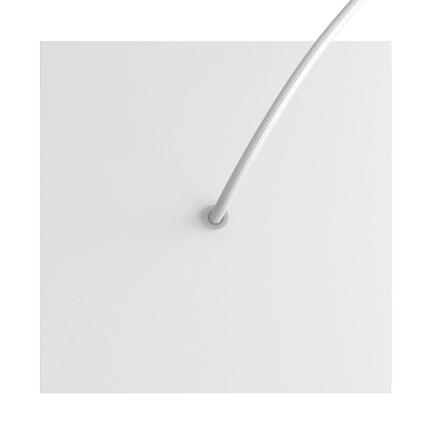 Rosone Rose - One quadrato, 200 mm con 1 foro e 4 fori laterali - Bianco opaco - Creative Cables