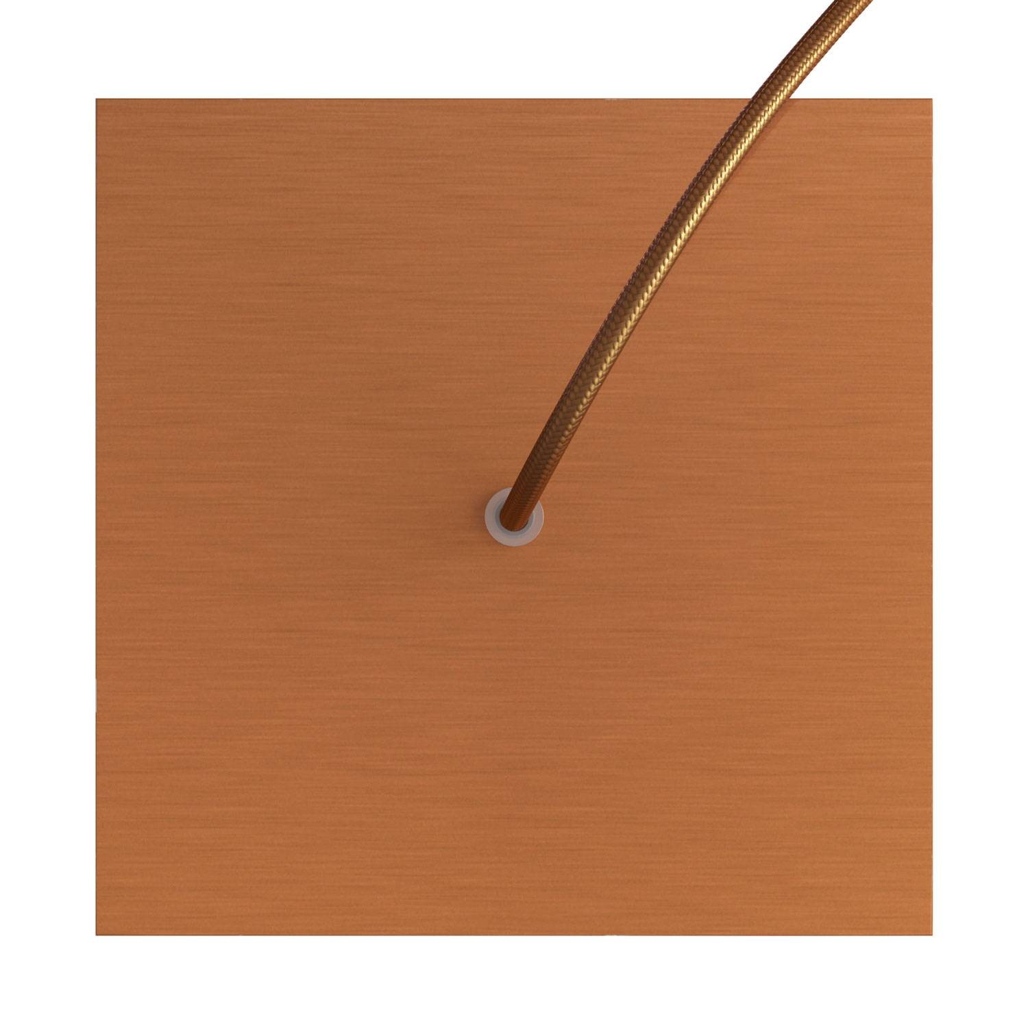 Rosone Rose - One quadrato, 200 mm con 1 foro e 4 fori laterali - Dibond Rame satinato - Creative Cables